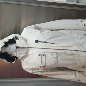 Women’s OberMeyer  size 20, white ski jacket, removable lining and hood